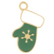 Dije guante de Navidad 16x11 mm Resina epoxi Acero inoxidable 316L Dorado Verde x1|raw }}