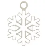 Charm copo de nieve 12 mm - Resina epoxi - Acero inoxidable 316L - Blanco x1