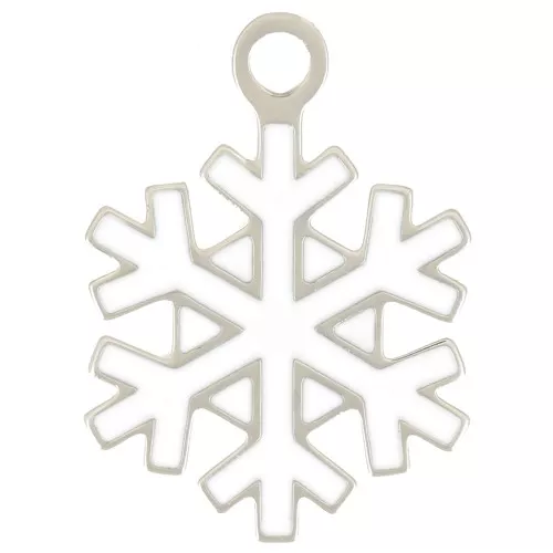 Charm copo de nieve 12 mm - Resina epoxi - Acero inoxidable 316L - Blanco x1