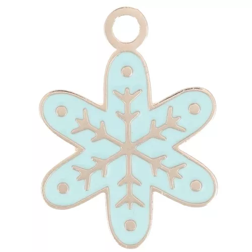 Colgante copo de nieve 12 mm - Resina epoxi - Acero inoxidable 316L - Azul x1