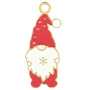 Colgante Papá Noel 21x8 mm - Resina epoxi - Acero inoxidable 316L chapado en oro - Rojo x1|raw }}