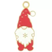 Colgante Papá Noel 21x8 mm - Resina epoxi - Acero inoxidable 316L chapado en oro - Rojo x1