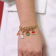 Colgante árbol de Navidad 17x12 mm - Resina epoxi - Acero inoxidable 316L dorado - Blanco x1