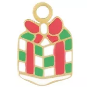 Colgante regalo de Navidad 14x9 mm Resina epoxi - Acero inoxidable 316L dorado x1