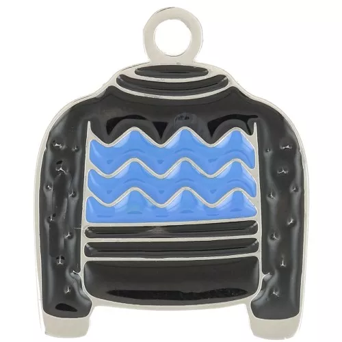 Dije de jersey de Navidad 18x15 mm Resina epoxi - Acero inoxidable 316L - Negro x1