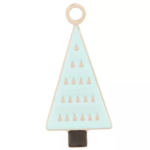 Colgante árbol de Navidad 21x9 mm - Resina epoxi - Acero inoxidable 316L - Azul x1