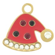 Charm Sombrero de Navidad 14x15 mm Resina Epoxi - Acero Inoxidable Dorado316L - Rojo x1|raw }}
