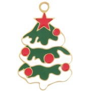 Colgante Árbol de Navidad 28x17 mm - Resina epoxi - Acero inoxidable 316L dorado - Verde x1|raw }}