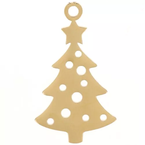 Colgante Árbol de Navidad 22x12 mm - Acero inoxidable 316L dorado x1