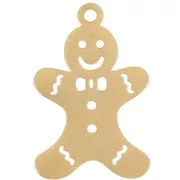 Colgante de pan de jengibre 22x14 mm - Acero inoxidable 316L dorado x1