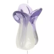 Cuenta repollo chino de cristal21x9 mm - Blanco - Violeta x1