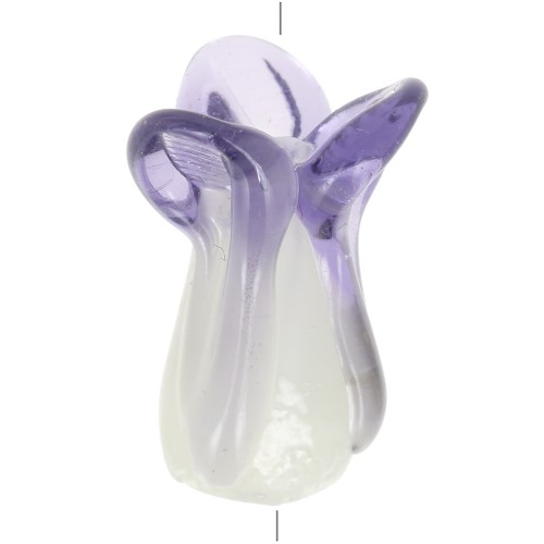 Cuenta repollo chino de cristal21x9 mm - Blanco - Violeta x1