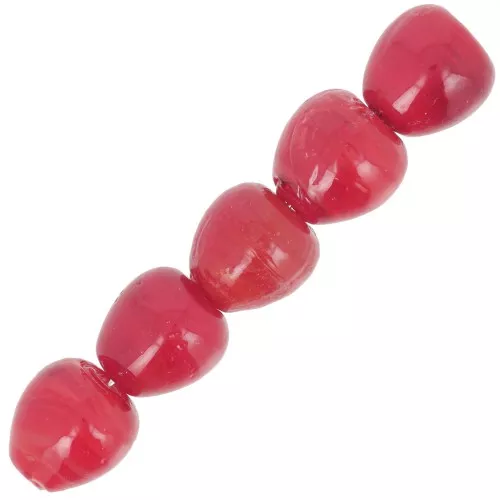 Cuentas manzana de cristal 10 mm - Rojo x6