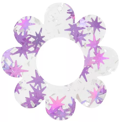 Colgante Flor Acrílico Transparente 39mm - Estrella Paja - Morado x1