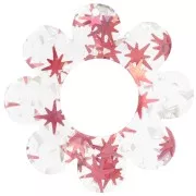 Colgante Flor Acrílico Transparente 39mm - Estrella Paja - Rojo x1