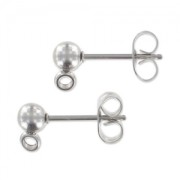 Pendientes con trasera bola  4 mm Acero inox 304 x2|raw }}