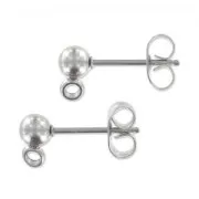 Pendientes con trasera bola  4 mm Acero inox 304 x2