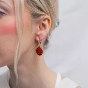 LOVE Colgante redondo de 18 mm Resina epoxi Acero inoxidable 304L Dorado - Rosa claro x1