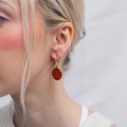 Colgante redondo LOVE - 18 mm - Resina epoxi - Acero inoxidable 304L Gold - Negro x1