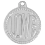 Colgante redondo LOVE - 18 mm - acero inoxidable 304L x1