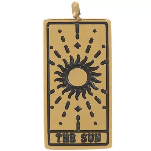 Colgante carta del Tarot 21x10 mm - El Sol - Acero inoxidable 316L Dorado - x1