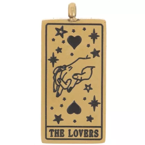 Colgante carta del Tarot 21x10 mm - Amantes - Acero inoxidable 316L Dorado - x1