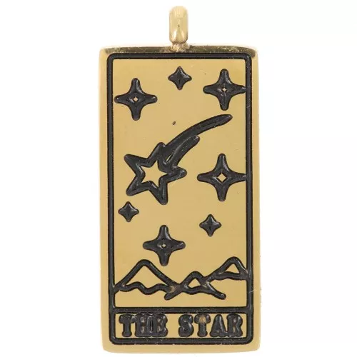 Colgante Carta del Tarot 21x10 mm - La Estrella - Acero Inoxidable Dorado 316L x1