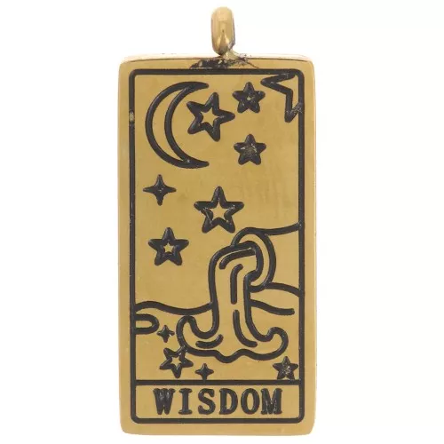 Colgante Carta del Tarot 21x10 mm - Sabiduría - Acero Inoxidable Dorado 316L x1