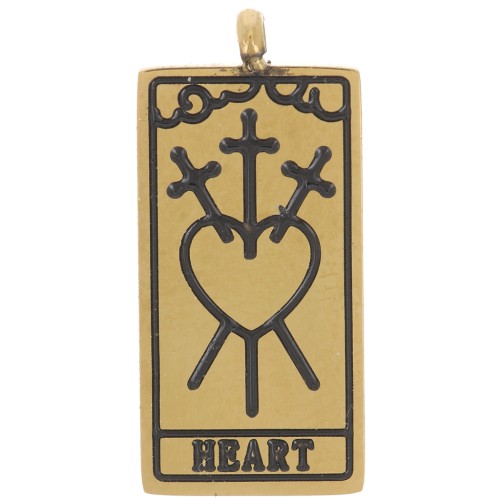 Colgante Carta del Tarot 21x10 mm - El Corazón - Acero Inoxidable Dorado 316L x1