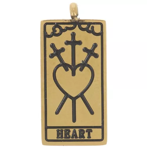 Colgante Carta del Tarot 21x10 mm - El Corazón - Acero Inoxidable Dorado 316L x1