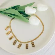 Colgante Carta del Tarot 21x10 mm - El Corazón - Acero Inoxidable Dorado 316L x1