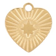 Colgante corazón estriado 7 mm - Acero inoxidable 316L - Dorado x1|raw }}