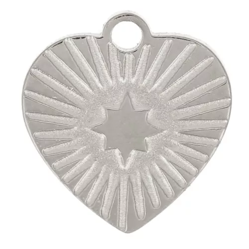 Colgante de corazón estriado de 7 mm - Acero inoxidable 316L x1
