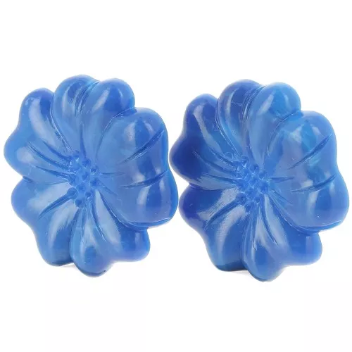 Pendientes flor de resina opaca 48 mm - Azul real jaspeado x2