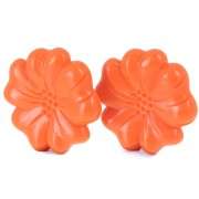 Pendientes flor de resina opaca 48 mm - Coral naranja x2