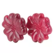 Pendientes flor 48 mm en resina opaca - Rojo oscuro jaspeado purpurina x2