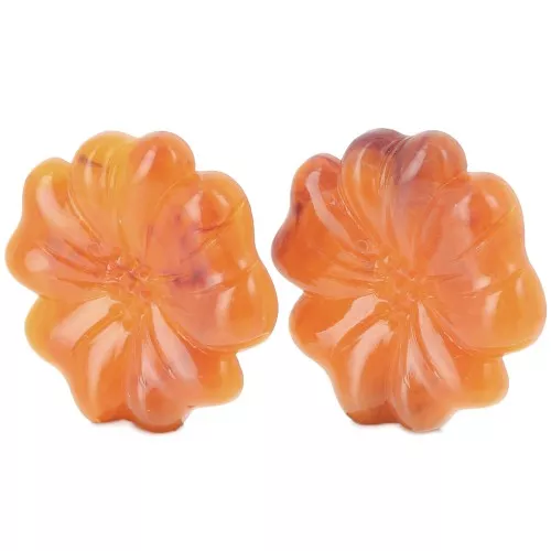 Pendientes flor 48 mm en resina translúcida - Albaricoque jaspeado x2
