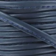 Cordón de cuero con puntadas vistas 4 mm Azul Marino x1m