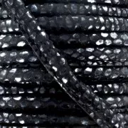 Cordón de cuero con puntadas vistas 4 mm Imitación Leopardo Negro x1 m