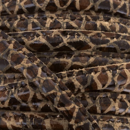 Cordón de cuero con puntadas vistas 4 mm Imitación Léopard Marrón x1