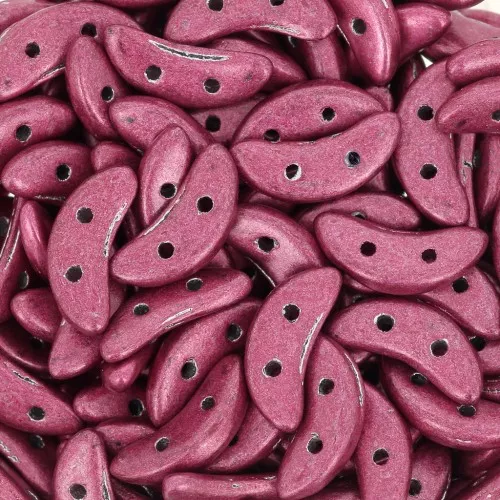 Czechmates Media Luna 2 agujeros 3x10 mm - Saturated Rose Metallic x5g