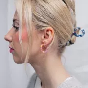 Pendientes de aro de acetato de celulosa 25 mm - Marrón terrazo - Negro x2