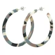 Pendientes de aro de acetato de celulosa 50 mm - Carey Azul gris - Marrón x2