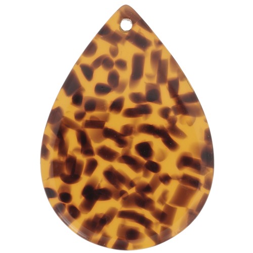 Colgante en forma de gota de 31 x 22 mm de acetato - Terrazzo marrón - Negro x1