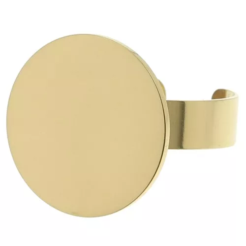 Anillo bandeja ajustable para cabujón base plana 18mm Acero inoxidable 316L Dorado x1