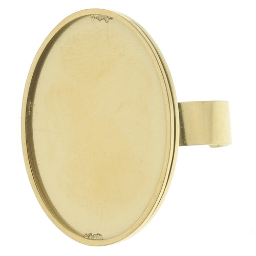 Anillo ajustable para cabujón de base plana 25x18 mm - Acero inoxidable 304L Dorado x1