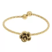 Anillo flor ajustable - Acero inoxidable 316L chapado en oro x1