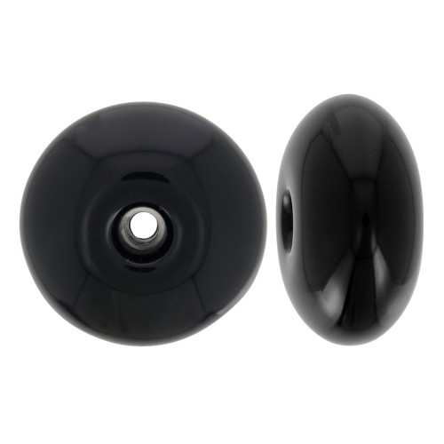 Cuentas redondas 12x7 mm en resina opaca - Negro x6