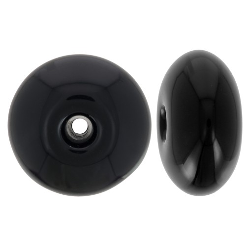 Perla redonda 18x9 mm en resina opaca - Negra x1