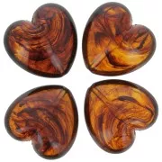 Cuenta corazón de resina translúcida 35x36 mm - Ámbar jaspeado x1